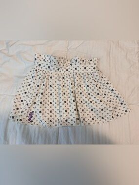 Greyson White Skater Skirt with Black & Purple Heart Print